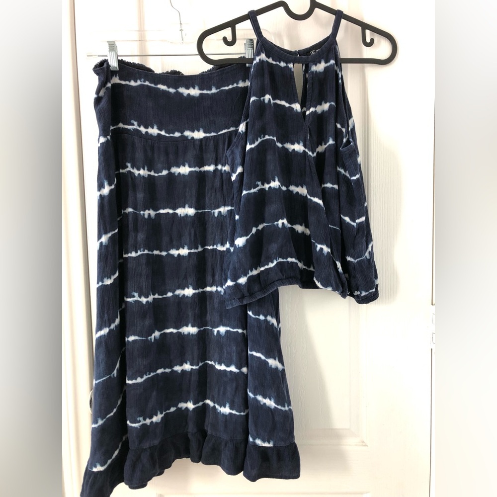 INC International Concepts Blue Tie-Dye Maxi Skirt
